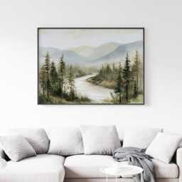 Misty River Poster, Pine Valley Print, Nature Wall Art, Paper - thumbnail 3