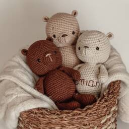 Custom Teddy Bear Crochet Animals For Newborn Baby, Personalized Stuffed Baby Girl & Boy Toys 6 Months, 1 Year Old Toddler Christmas Gifts - thumbnail 2