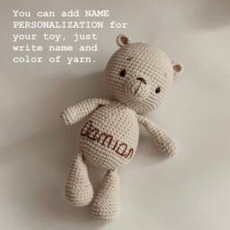 Custom Teddy Bear Crochet Animals For Newborn Baby, Personalized Stuffed Baby Girl & Boy Toys 6 Months, 1 Year Old Toddler Christmas Gifts - thumbnail 3
