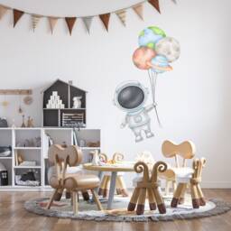 Astronaut Holding Planet Balloons Children's Room Decorations Removable Repositionable Wall Stickers Decal Home Decor Art - thumbnail 2