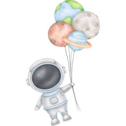 Astronaut Holding Planet Balloons Children's Room Decorations Removable Repositionable Wall Stickers Decal Home Decor Art - thumbnail 3