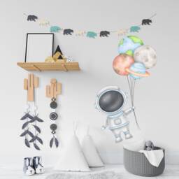 Astronaut Holding Planet Balloons Children's Room Decorations Removable Repositionable Wall Stickers Decal Home Decor Art - thumbnail 1