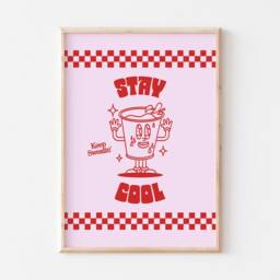 Stay Cool Retro Print, Wall Art, Decor, Style Y2K 80S 90S Prints, Cartoon Cute Poster, Funny Prints - thumbnail 3