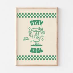 Stay Cool Retro Print, Wall Art, Decor, Style Y2K 80S 90S Prints, Cartoon Cute Poster, Funny Prints - thumbnail 2