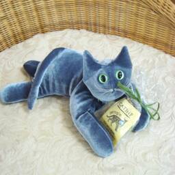 Russian Blue Cat, Collectible Posable Stuffy - thumbnail 2