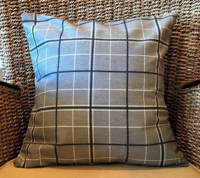 Grey Pillow Cover, Grey Plaid Throw Decorative Pillow Cover, Modern 16x16 Cushion - image 1