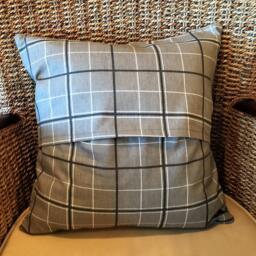 Grey Pillow Cover, Grey Plaid Throw Decorative Pillow Cover, Modern 16x16 Cushion - thumbnail 2