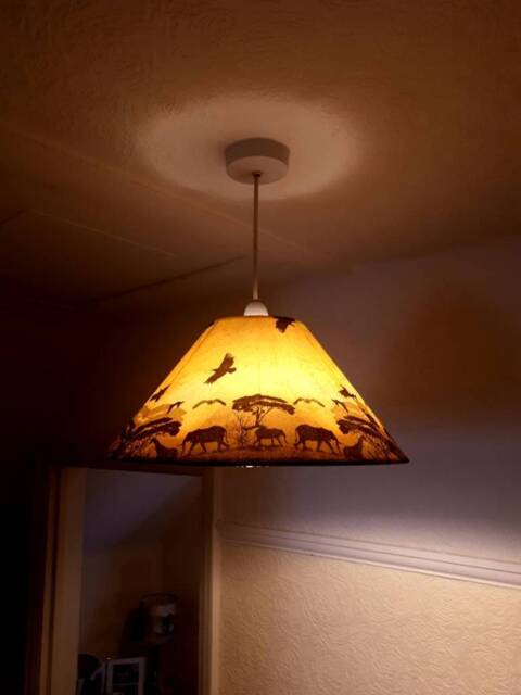 African Elephant Sunset Lampshade Decoupage Table Or Ceiling Light - image 1