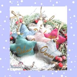 Personalised Velvet Christmas Tree Star Decorations. Decorations With Name. Baubles. Family - thumbnail 2