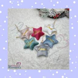Personalised Velvet Christmas Tree Star Decorations. Decorations With Name. Baubles. Family - thumbnail 3