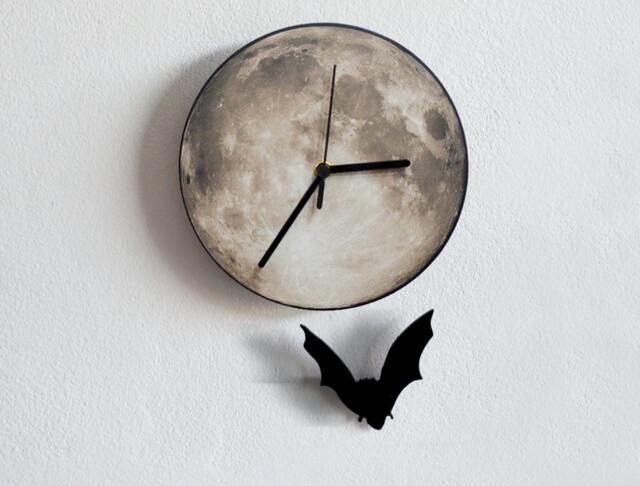 Halloween Bat Swinging On Moon - Wall Clock With Pendulum Clock Unique Decor Gift Idea - image 1