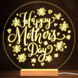 Doodle Flowers Happy Mother's Day Personalised Gift Lamp Night Light - thumbnail 1