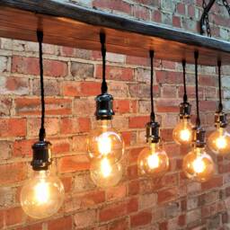 Wood Chandelier 7 Pendant Lights Industrial Wooden Light Fixture Farmhouse Lighting Vintage Ceiling Lamp - thumbnail 3