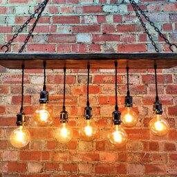 Wood Chandelier 7 Pendant Lights Industrial Wooden Light Fixture Farmhouse Lighting Vintage Ceiling Lamp - thumbnail 2