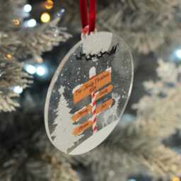 North Pole Glitter Acrylic Family Christmas Tree Decoration Bauble - thumbnail 2