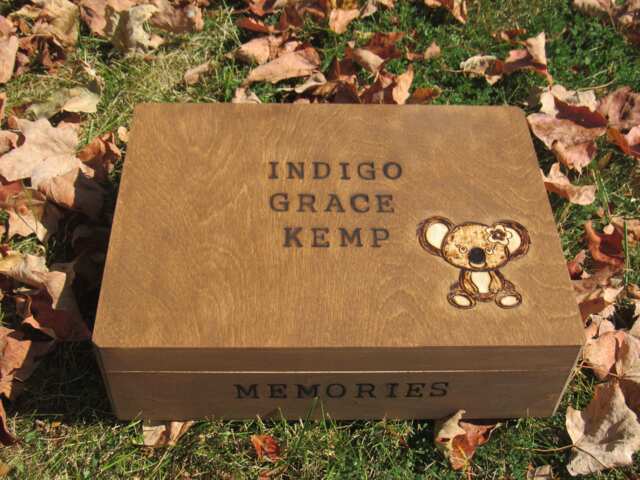 Koala Bear Wood Burned First Name Baby Keepsake Box With Animal Graphic Large Box 11.5 X 9 3.5 - image 1