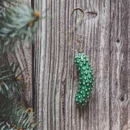 Ceramic Cucumber Christmas Ornament Quirky Handmade Pottery Decoration - thumbnail 2