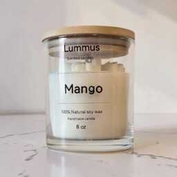 Hand-Poured Soy Candle, Mango Scent, Minimalist Glass Jar, Bamboo Lid - thumbnail 3