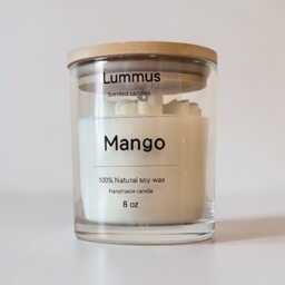 Hand-Poured Soy Candle, Mango Scent, Minimalist Glass Jar, Bamboo Lid - thumbnail 2