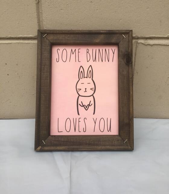 Rae Dunn Inspired Happy Easter Some Bunny Loves You - Reverse Canvas Wall Sign Decor - image 1