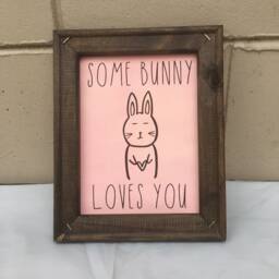 Rae Dunn Inspired Happy Easter Some Bunny Loves You - Reverse Canvas Wall Sign Decor - thumbnail 3