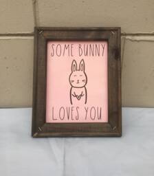 Rae Dunn Inspired Happy Easter Some Bunny Loves You - Reverse Canvas Wall Sign Decor - thumbnail 1