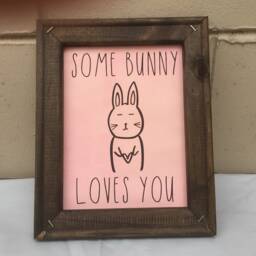 Rae Dunn Inspired Happy Easter Some Bunny Loves You - Reverse Canvas Wall Sign Decor - thumbnail 2