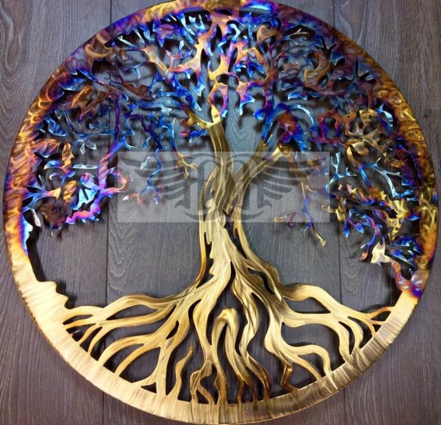 Stainless Steel Tree Of Life Metal Wall Art, Heat Colored, 11Th Anniversary Gift - image 1