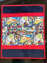 Handmade Modern Baby Minky Blanket Red & Blue City Map