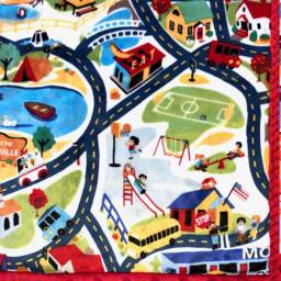 Handmade Modern Baby Minky Blanket Red & Blue City Map - thumbnail 3