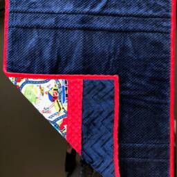 Handmade Modern Baby Minky Blanket Red & Blue City Map - thumbnail 4