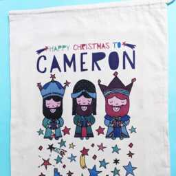 Personalised Christmas Santa Sack, Three Kings Nativity, Cotton Holiday Decor - thumbnail 2