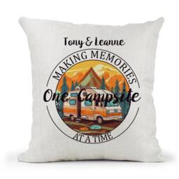 Personalised Motorhome Campervan, Caravan, Tent Cream Cushion, Making Memories One Campsite At A Time, Family Gift - thumbnail 3