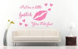 Put On A Little Lipstick, You'll Be Fine Quote, Vinyl Wall Art Sticker Decal. Home, Decor. Bedroom, Bathroom, Dressing Room - thumbnail 1