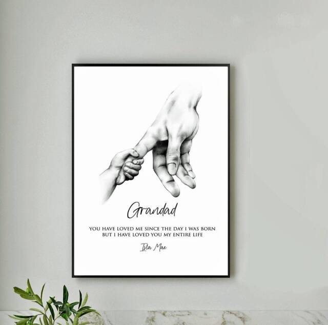 Personalised Grandad Dad Daddy Uncle Print, Holding Hands, Christmas Gift, Fathers Day, Gift From Child, Parent & Child Hands - image 1