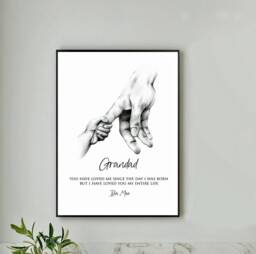 Personalised Grandad Dad Daddy Uncle Print, Holding Hands, Christmas Gift, Fathers Day, Gift From Child, Parent & Child Hands - thumbnail 1