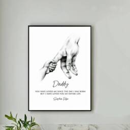 Personalised Grandad Dad Daddy Uncle Print, Holding Hands, Christmas Gift, Fathers Day, Gift From Child, Parent & Child Hands - thumbnail 2