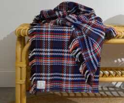 150x150cm Throw - Handmade in France Tartan Checkered Woven Cotton - thumbnail 1