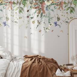 Spicy Autumn Leaves & Flowers Wall Decal Border - Sticker For Nursery Or Girls Bedroom Decoration By Dizzy Duck - thumbnail 1