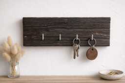 Handmade Reclaimed Wood Key Holder, Rustic Farmhouse Entryway Organizer - thumbnail 1