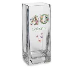 Personalised 40Th Birthday Flower Vase Gift Present With Floral Numbers - thumbnail 1