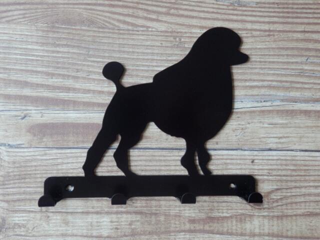 King Poodle Silhouette Key Hook Rack - Metal Wall Art - image 1