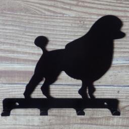 King Poodle Silhouette Key Hook Rack - Metal Wall Art - thumbnail 2
