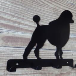 King Poodle Silhouette Key Hook Rack - Metal Wall Art - thumbnail 3