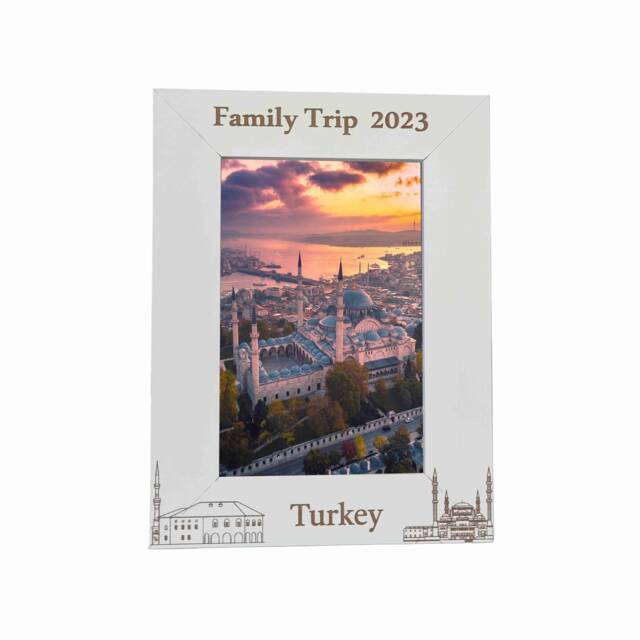 Turkey Skyline Personalised Wooden Photo Frame Holiday Memories Keepsake Gift Size 6 X 4 Or 7 5 - image 1