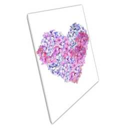 Hydrangea Love Heart Watercolour Canvas Print Romantic Pink Purple Blue Floral Art For Home Office Decor - thumbnail 1