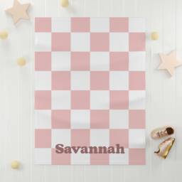 Pink Personalized Soft Fleece Baby Blanket - Aesthetic Gifts Shower Gift Neutral Checkered - thumbnail 2