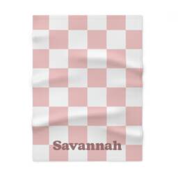 Pink Personalized Soft Fleece Baby Blanket - Aesthetic Gifts Shower Gift Neutral Checkered - thumbnail 3