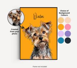 Custom Dog Portrait, Pen Painting Sketch Drawing, Personalised Pet Art From Photo, Watercolour Drawing Style, Illustration Memorial Gift - thumbnail 1