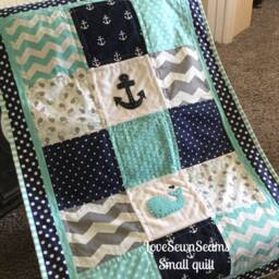 Made To Order/Mini Crib Quilt/Nautical/Coastal/Lovey/Small Baby Quilt/stroller Blanket/Baby Travel Quilt - thumbnail 3